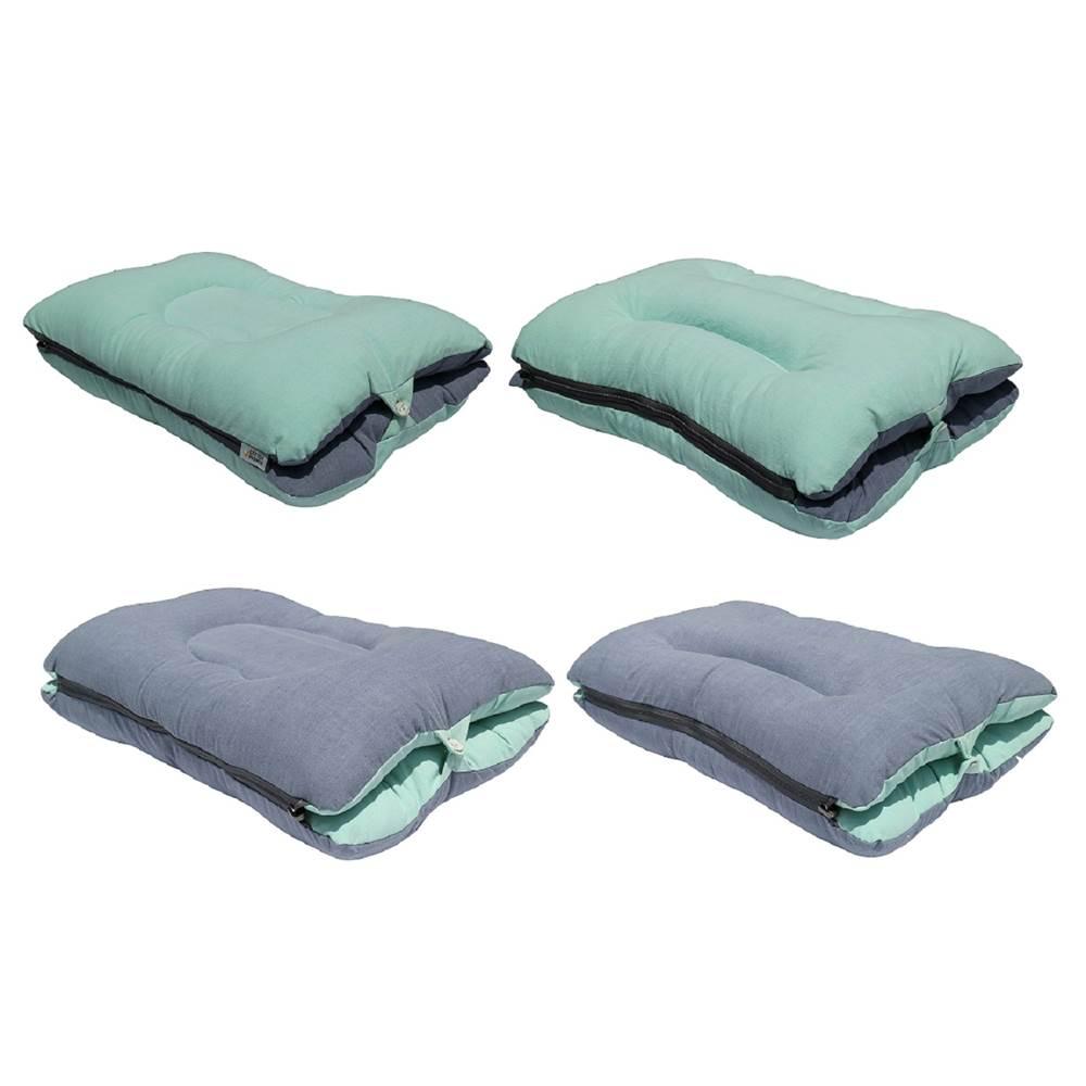 Functional cotton pillow to be cleaned entirely to bacteria in internal roll pillow - Mint, Blue