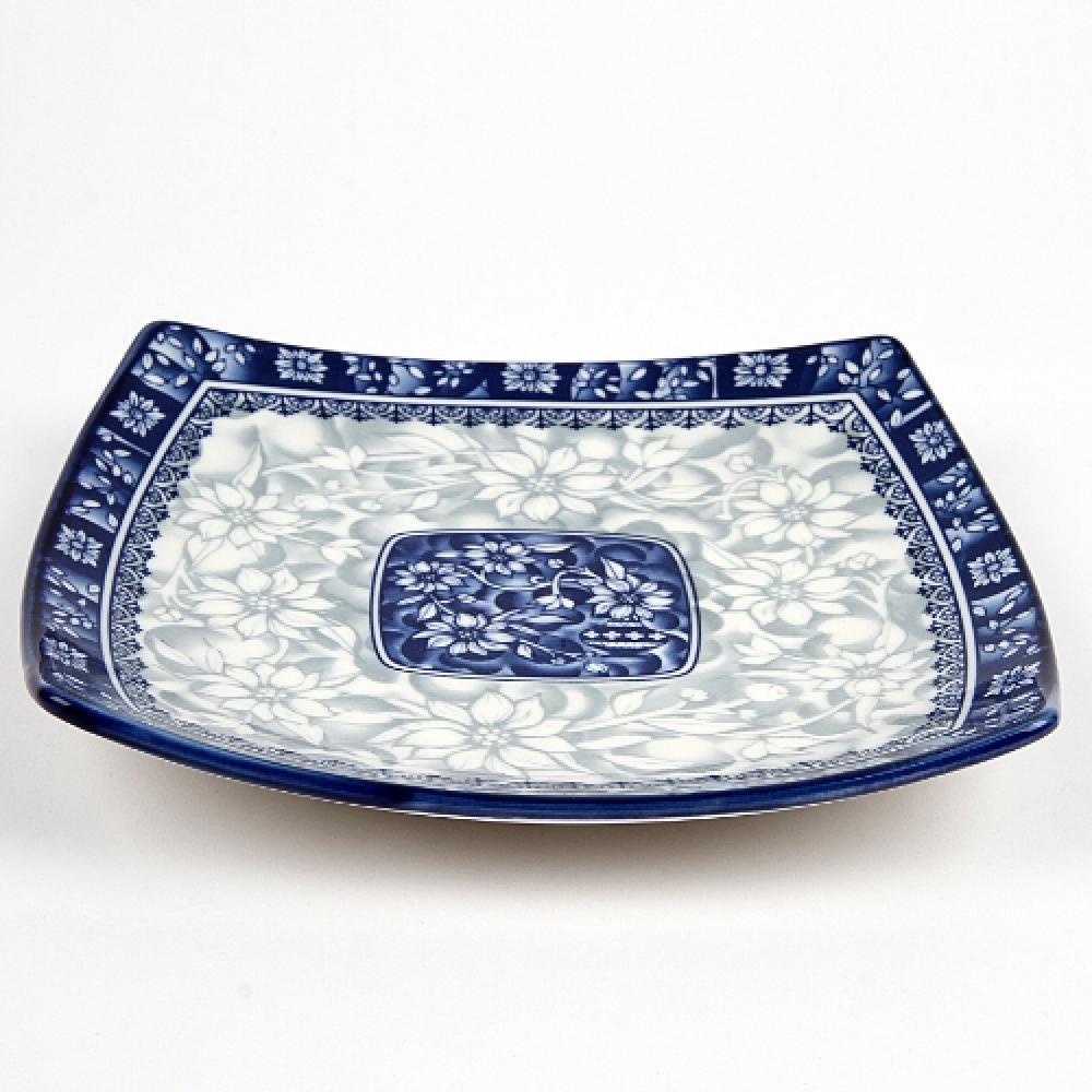 centaurea cobalt-gray square plate