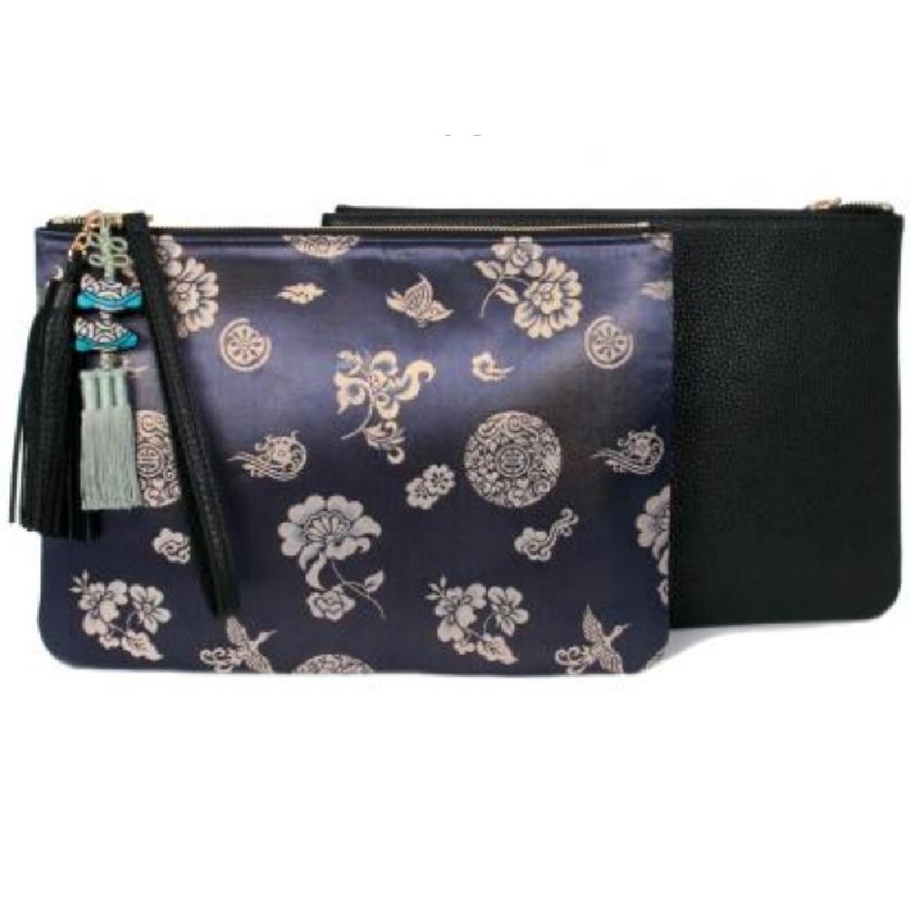 CLUTCH BAG WITH TRADITIONAL PATTERN AND NORIGAE COMBINATION