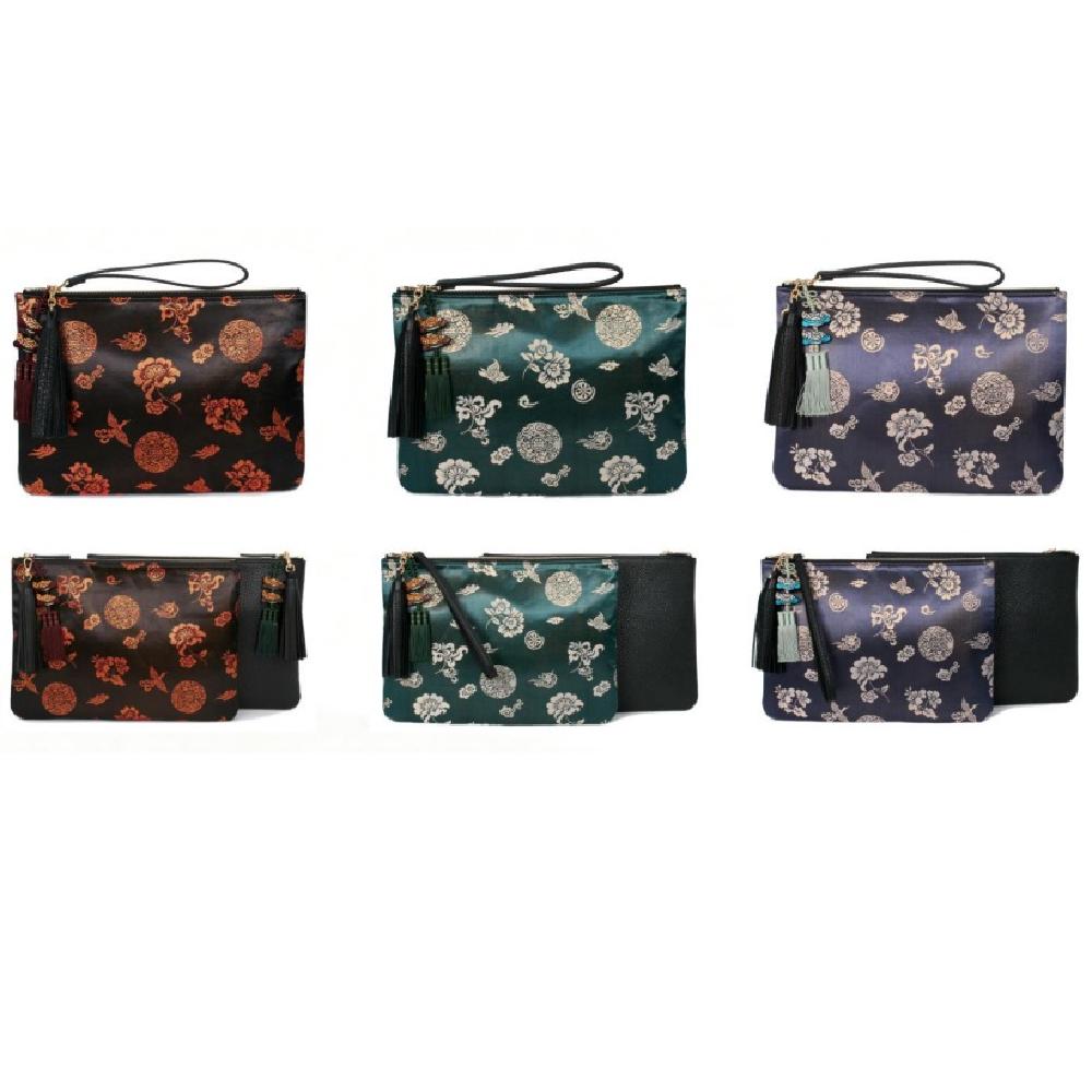 CLUTCH BAG WITH TRADITIONAL PATTERN AND NORIGAE COMBINATION