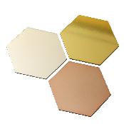 HEXAGONAL METAL INTERIOR TRAY COASTER (Silver, Mirror Gold, Mirror Rose Gold) 120 x 104 mm