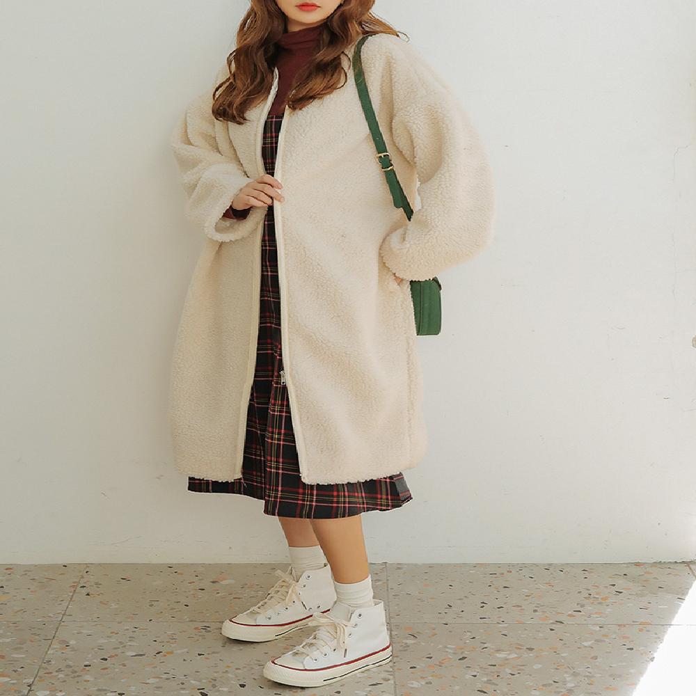 Wool Long Zip up Cardigan