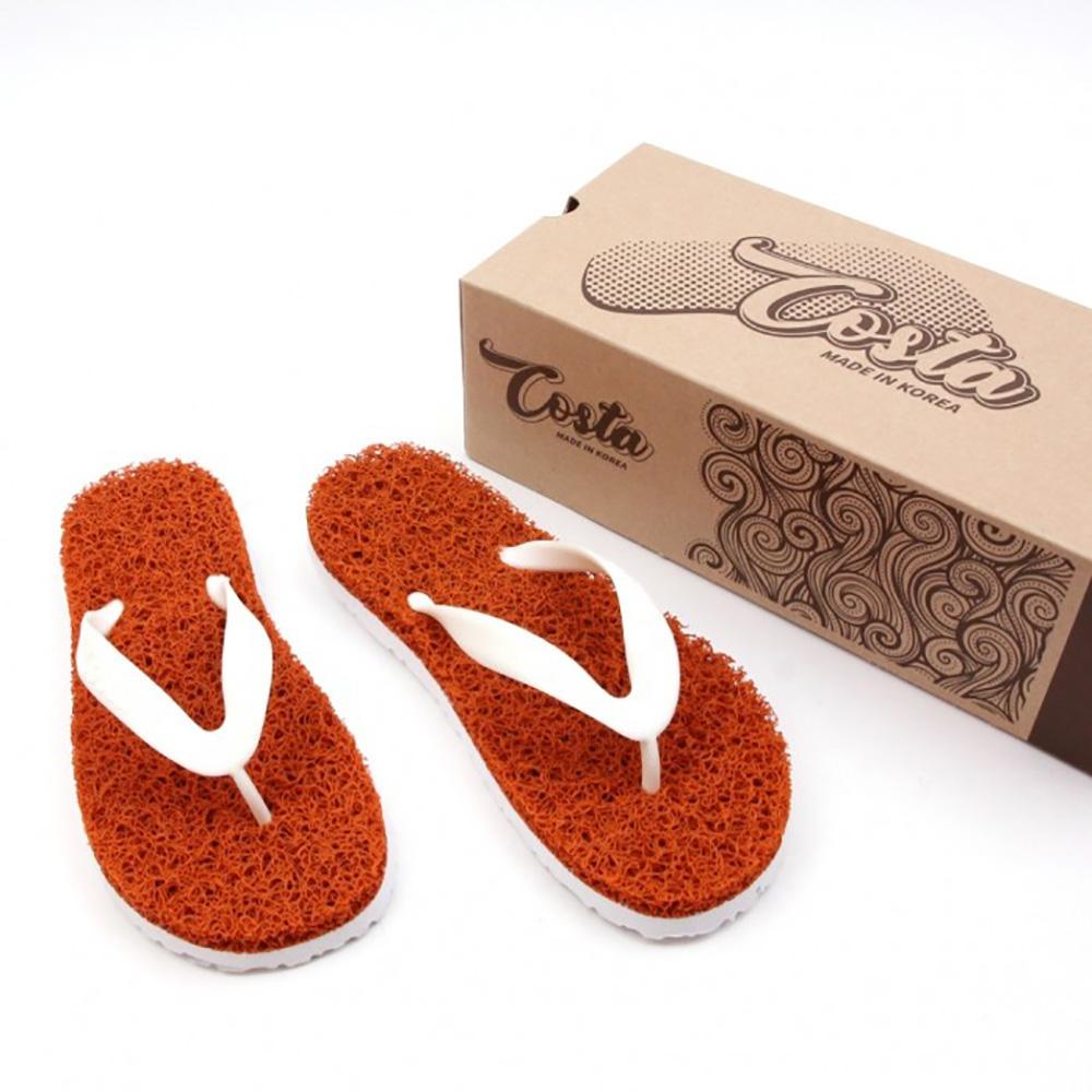 Costa Coil Beach Sandal Women's Men's Summer Casual Flip Flop Slipper Made of PVC Coil Mat - Orange