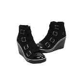 Women Wedge Heels Sneakers Band with Point Hally Buckle