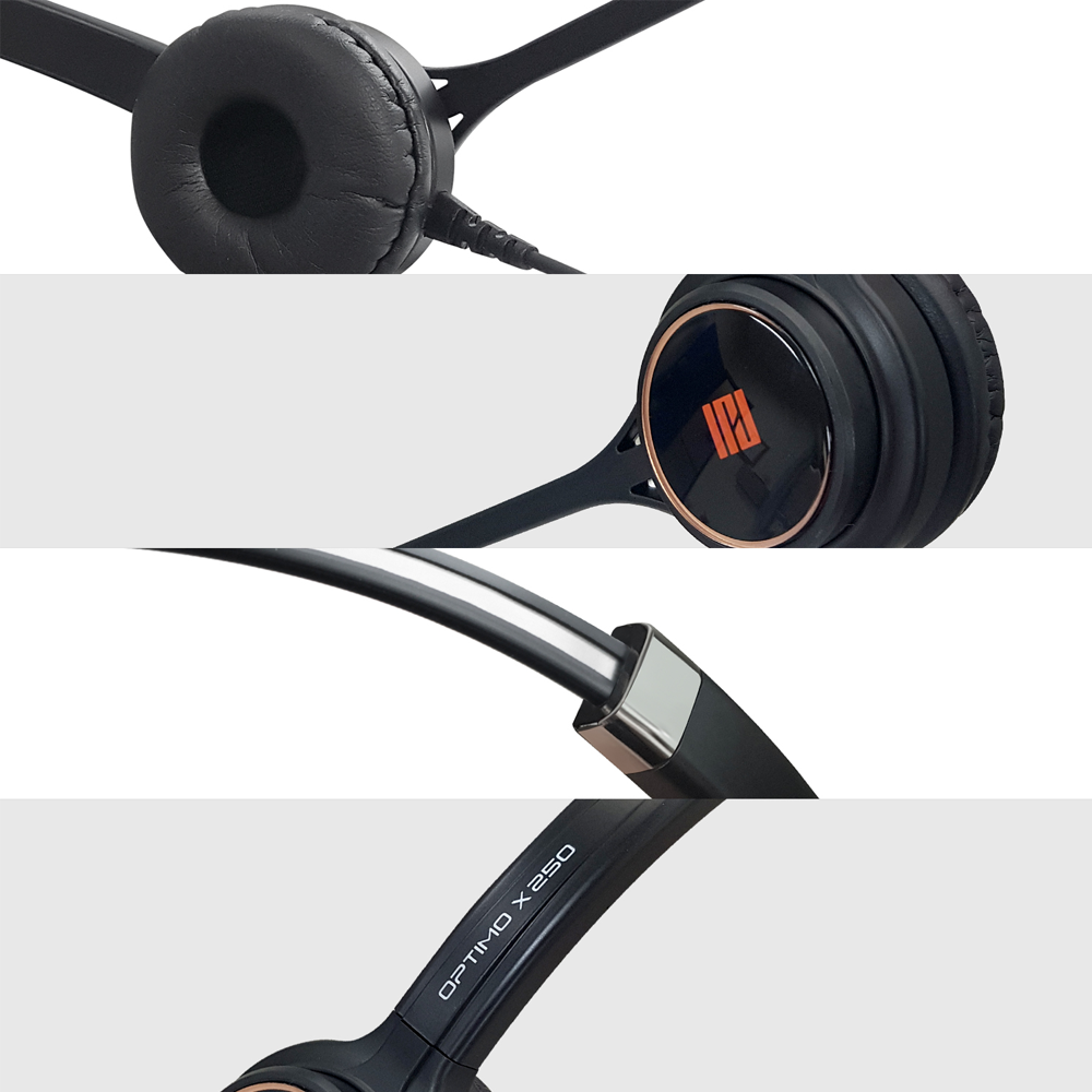 IPD IPH-255 Optimo-X Duo Ear Noise canceling,Corded Headset for Call center,Office&Landline phones w
