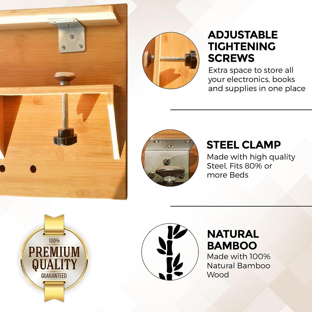 Zencos bedside shelf made of bamboo wood practical with premium quality  for multipurpose