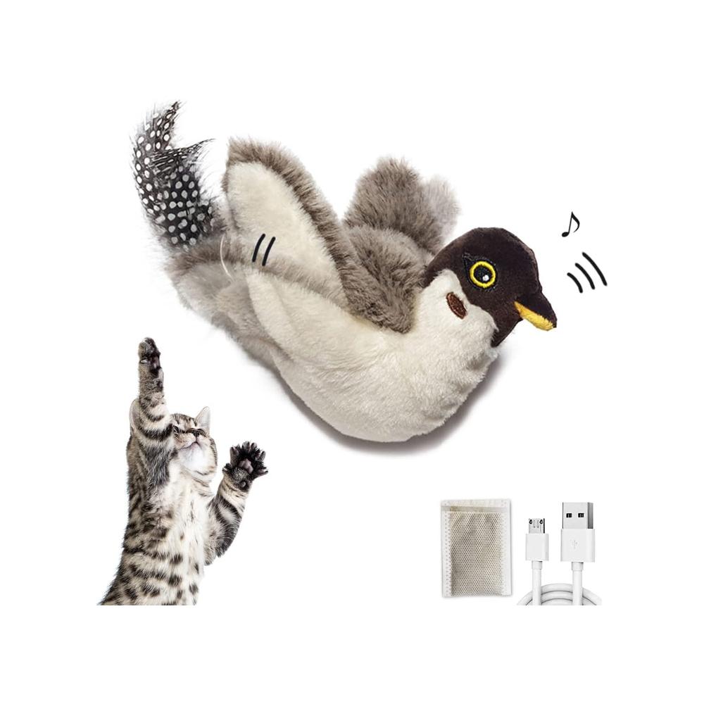 Dancing Bird Tree Sparrow, Moving Cat Kicker Toy, Catnip Toys, Interactive Cat Toys for Cat Exercise