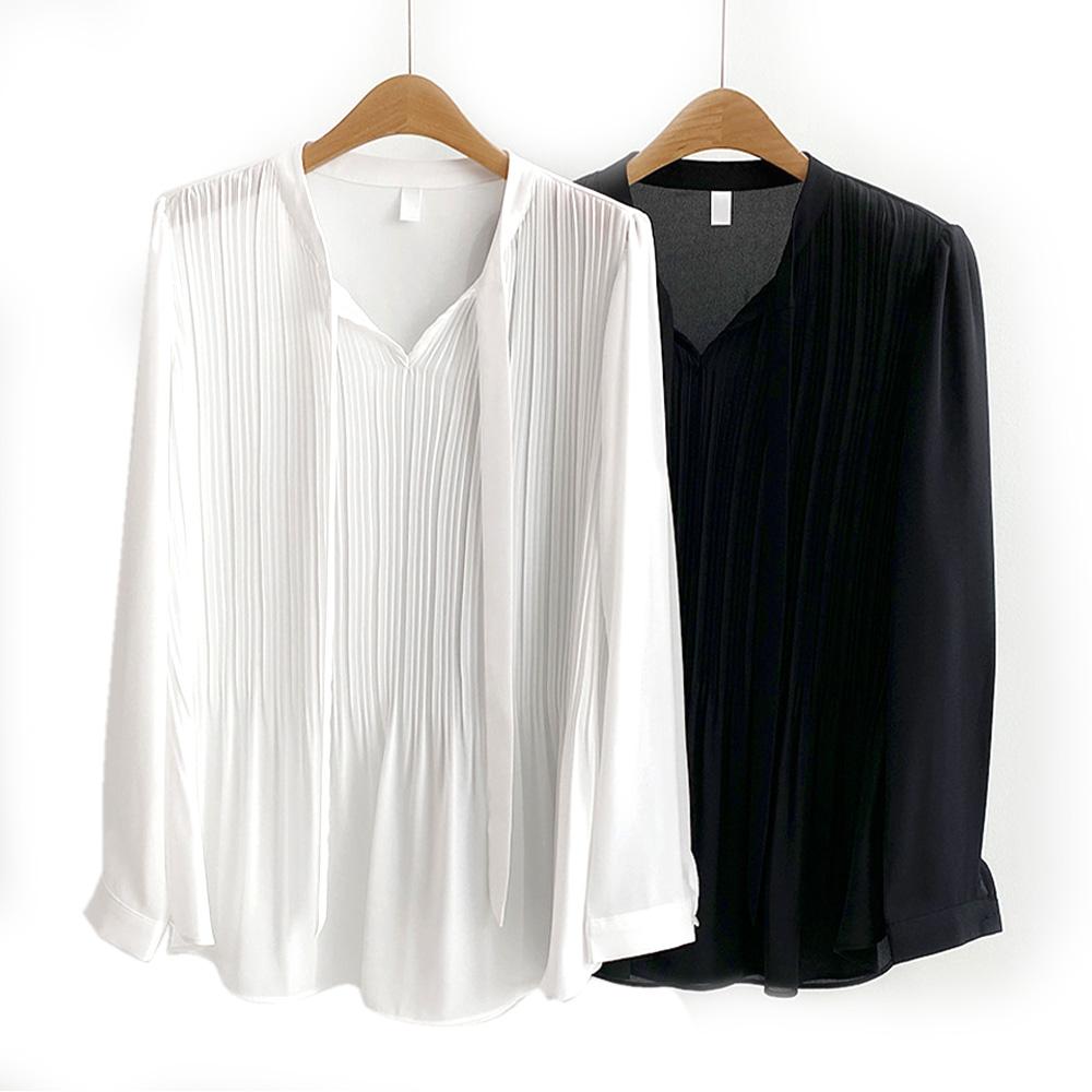 Madam Grace Day Pleated Tie Blouse