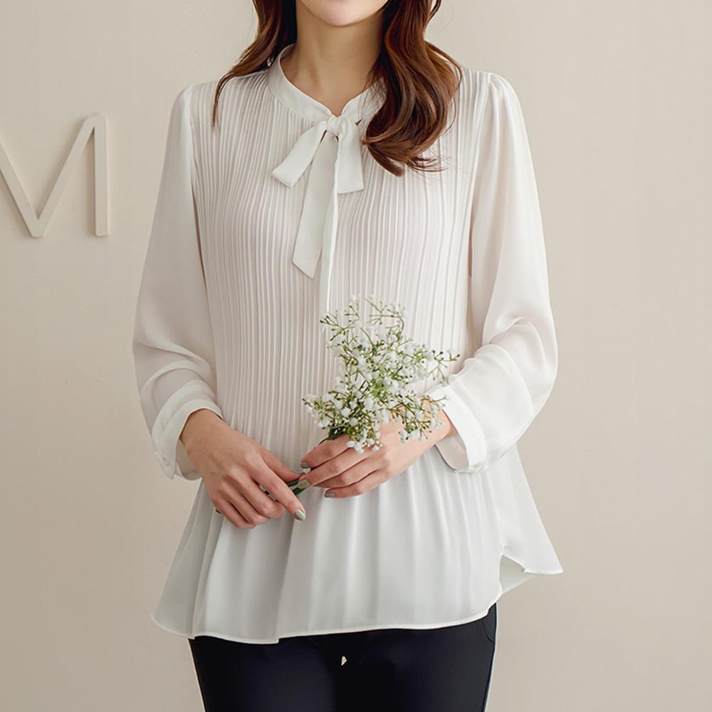 Madam Grace Day Pleated Tie Blouse