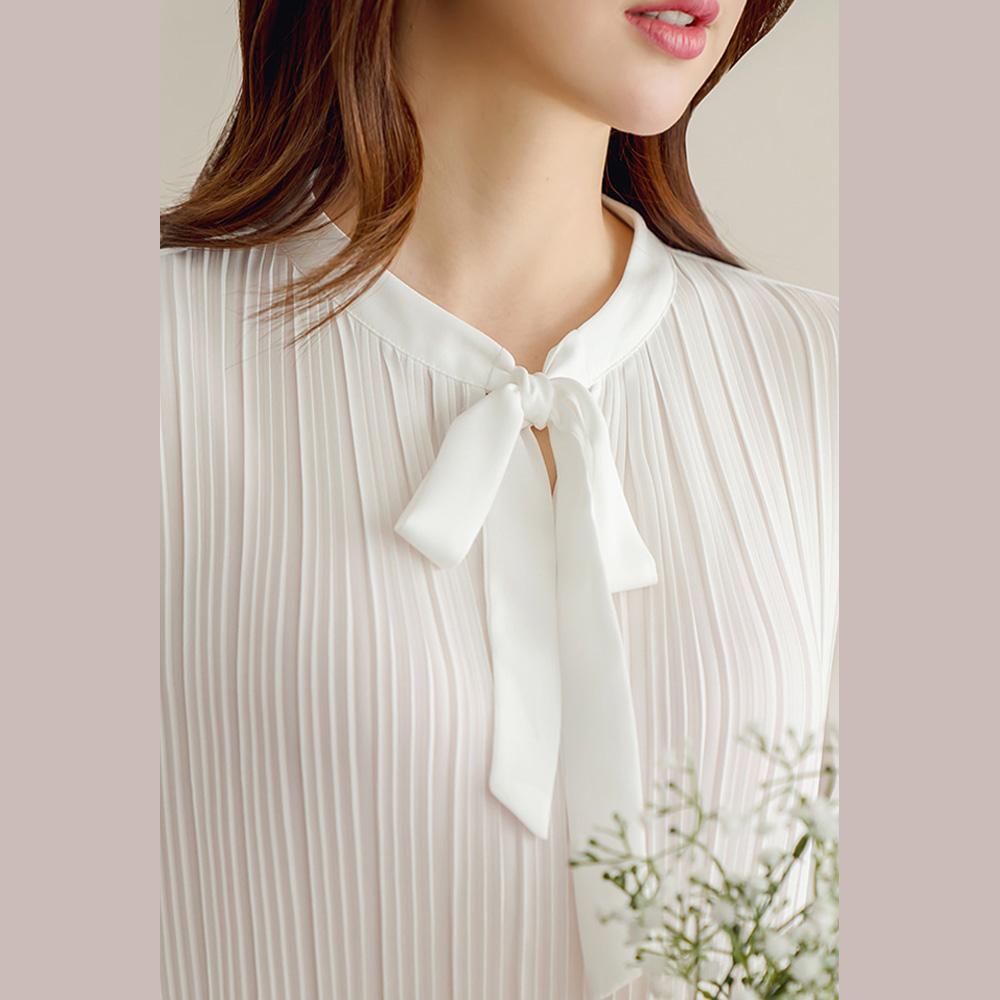 Madam Grace Day Pleated Tie Blouse