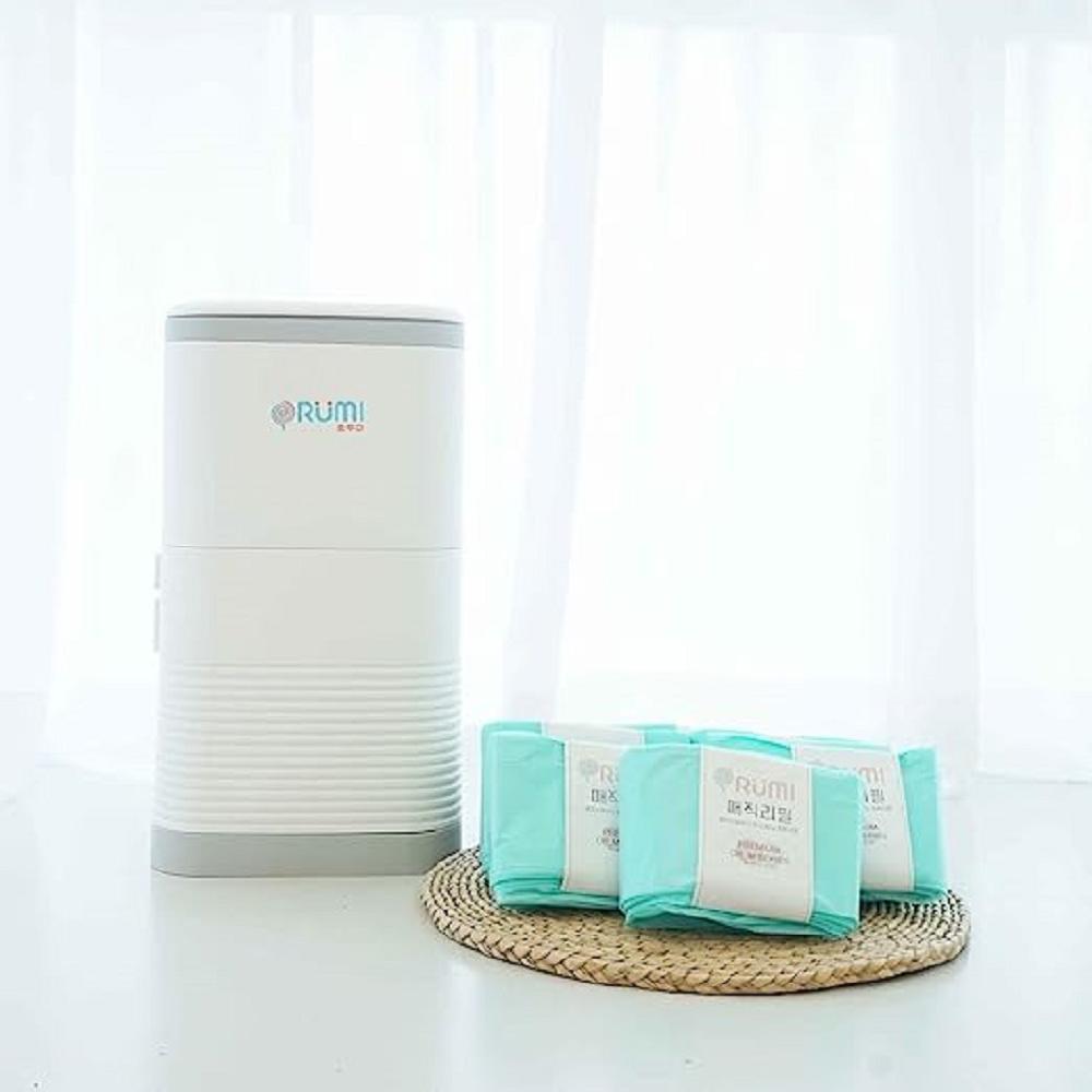 ORUMI Premium Eliminator Odor Trash Bin (16L) (Included 5 Refill Bags) - One-Click, Odor Free, Inter