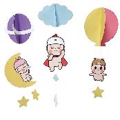 Wooaz DIY Paper Hanging Ceiling Mobile for Baby (8 Designs / 1 Set) - Including Ceiling Ring & Fishi