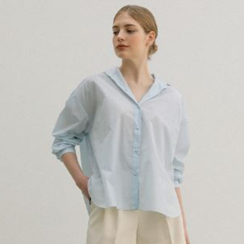 Paper Like Loose Fit Toukpae Sister Shirt - Sky