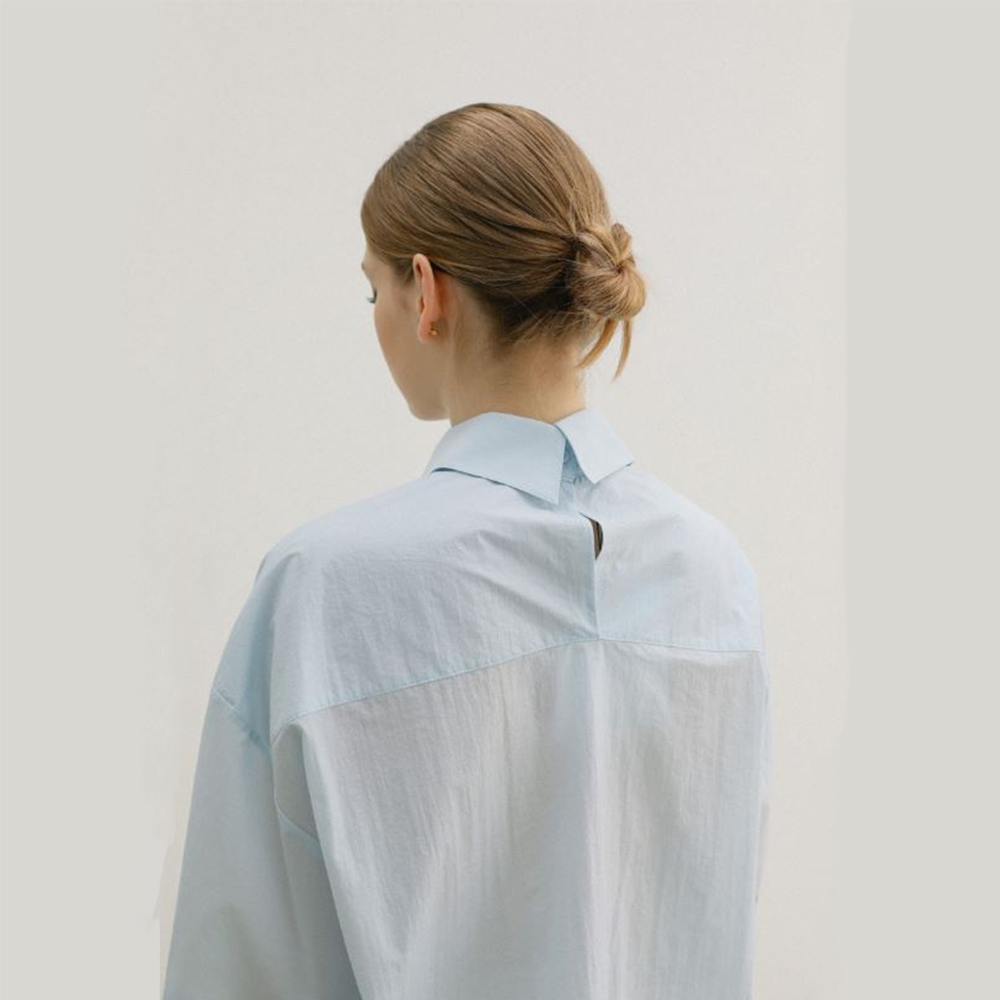 Paper Like Loose Fit Toukpae Sister Shirt - Sky