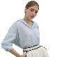 full image Paper Like Loose Fit Toukpae Sister Shirt - Sky