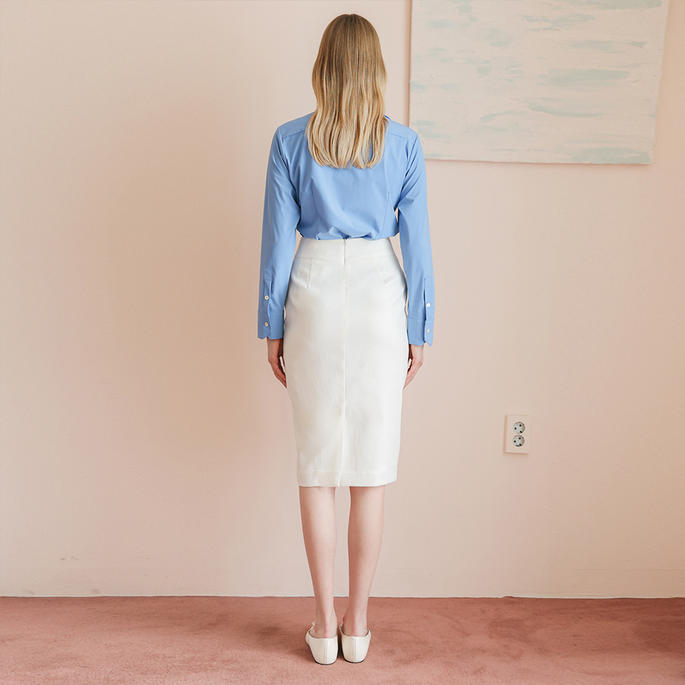 Summer Slick Basic Pencil Skirt - Ivory