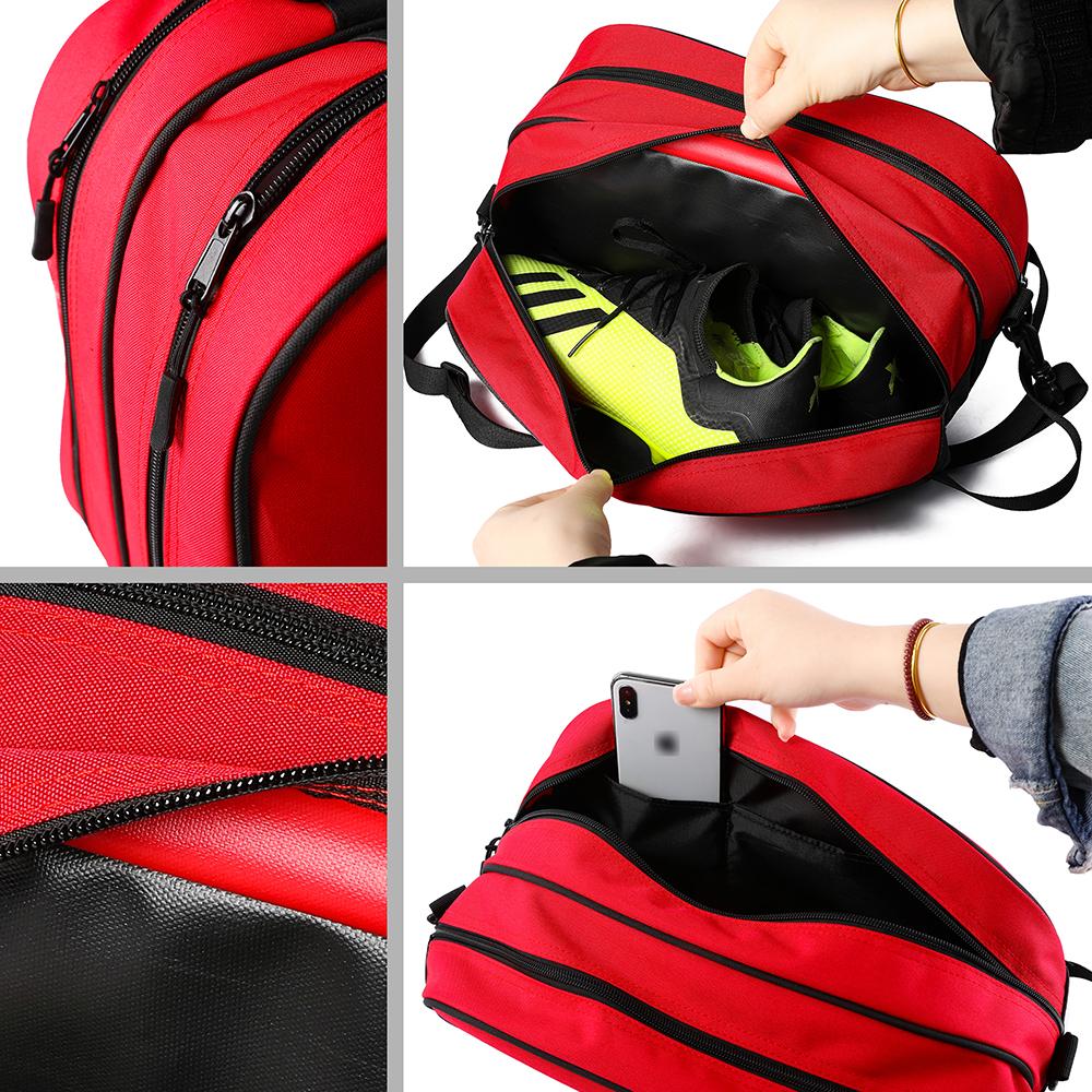 IZEALPRO Double Compartment Shoe Bag Two-Tone and with 2 zippered ones(Red, Blue)