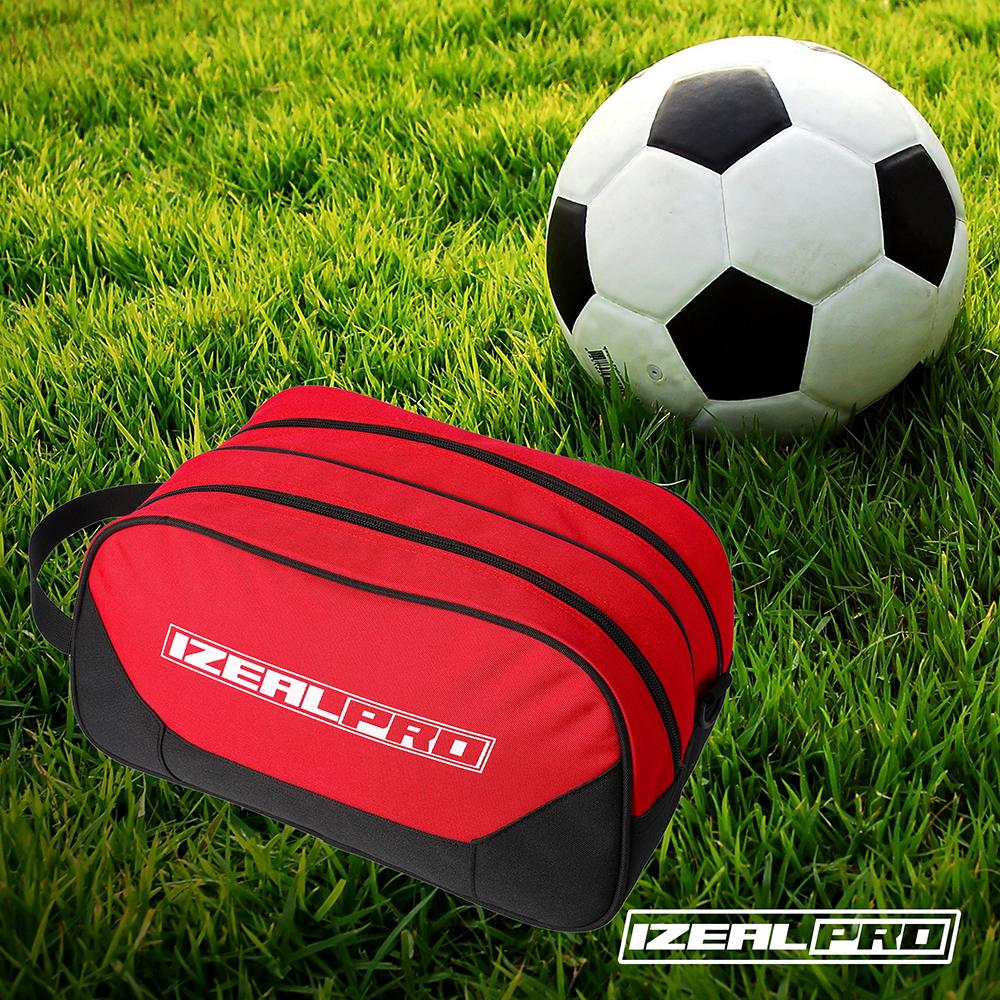 IZEALPRO Double Compartment Shoe Bag Two-Tone and with 2 zippered ones(Red, Blue)