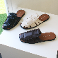 detail image2 SHUBUG Women's Wave Mule Weaving Strap Square Flat Flip-flop Slippers 1cm