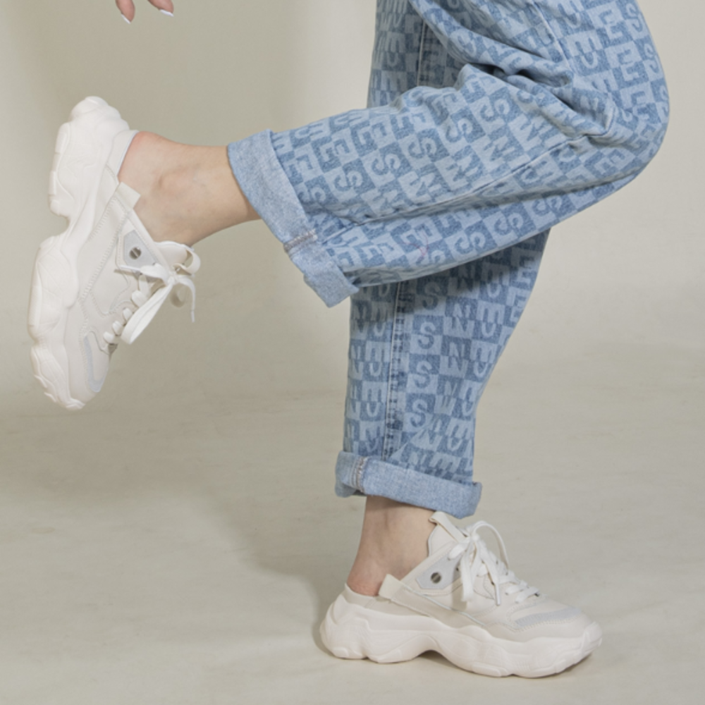 [SHUBUG] Women's Ugly Mule Sports Height Increasing Sneakers Loafers 5.5cm