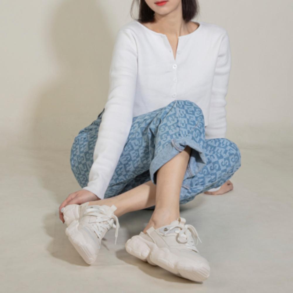 [SHUBUG] Women's Ugly Mule Sports Height Increasing Sneakers Loafers 5.5cm