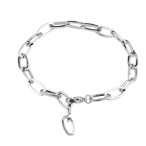 Surgical steel simple oval link chain, one-size-fits-all layering layered bracelet
