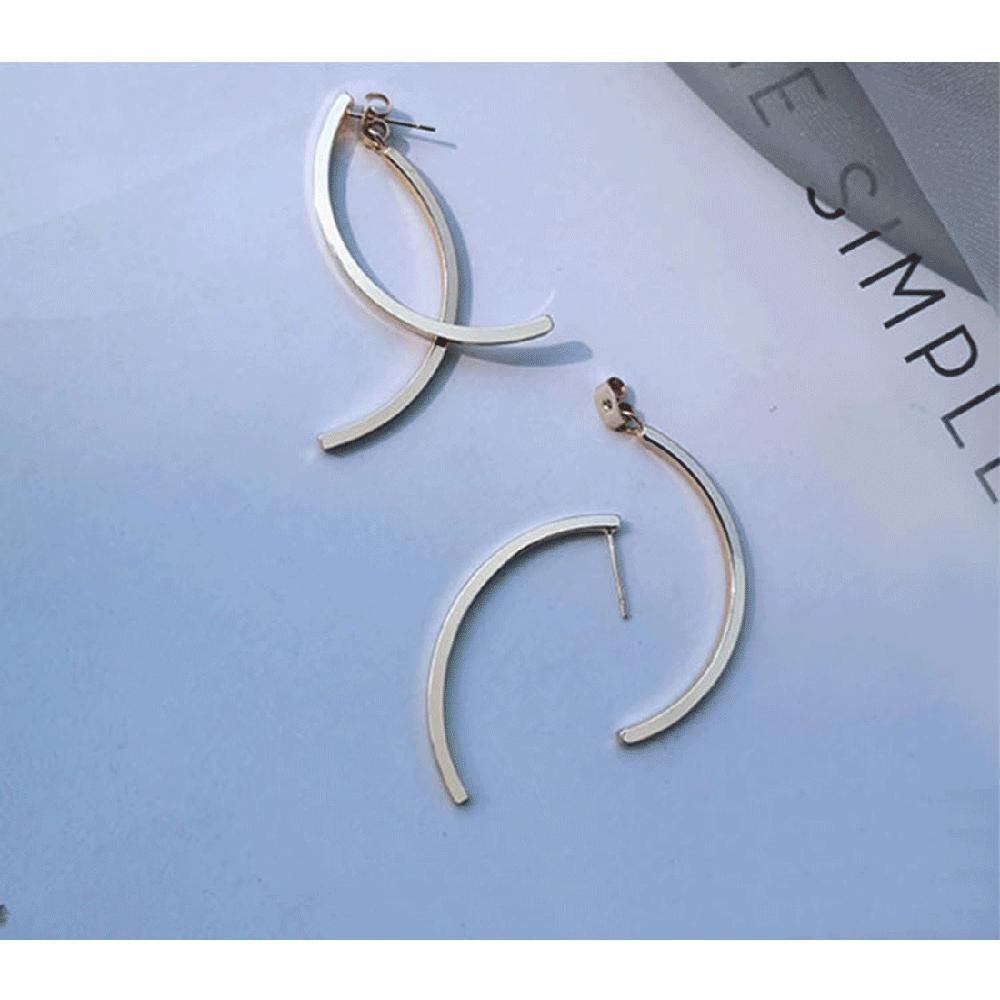 Silver Two-Way Stick Cross Drop Earrings Black Swan