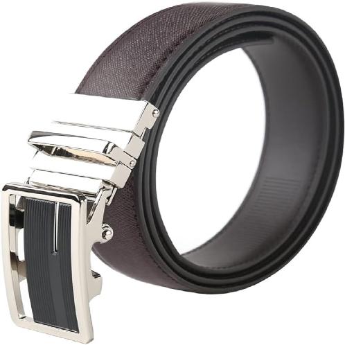 LineFit Men's Leather Belt_Casual Dress Classic Jean Adjustable Automatic Stretch Buckle N03 (Sizes