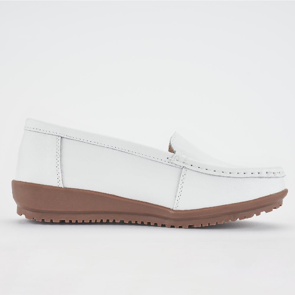 Cushioned Basic Daily Women Comfort Loafers / White, 245