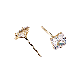 detail image1 GOLD SQUARE CZ CASTING EARRINGS & VOLUME BUTTERFLY BACK CLUTCH