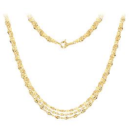 GOLD JJR MIRROR FLAT CABLE CHAIN NECKLACE & BRACELET