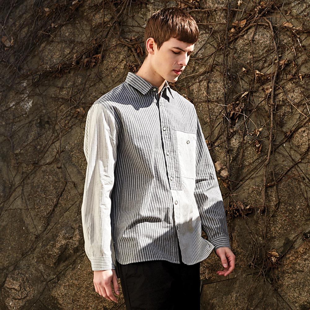 [CUSTOMUS] ﻿Surface division stripe tone on tone coloration woven shirts CXS23SWSH281