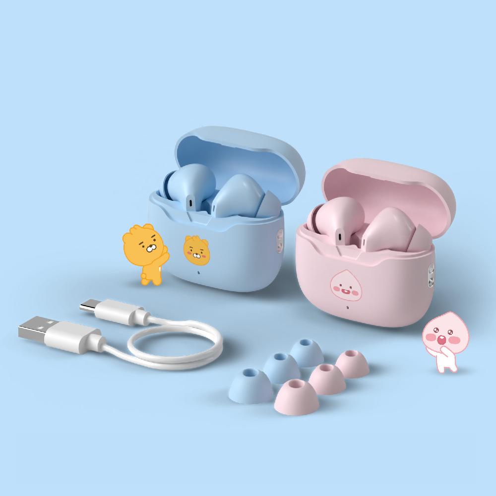 Kakao Friends Official Bluetooth Wireless Earbuds ENC Noise Cancelling Cute Design Earphones TWS